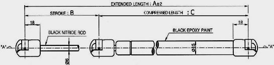 Standard Gas Struts 6/15 DIA