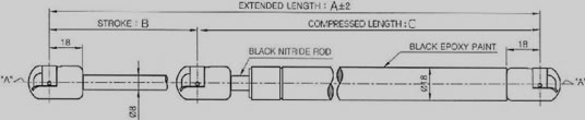 Standard Gas Struts 8/18 DIA