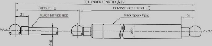 Standard Gas Struts 10/22 DIA