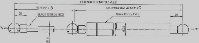 Standard Gas Struts 14/28 DIA